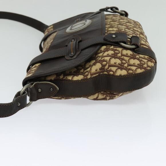 DIOR Trotter Canvas Shoulder Bag Brown Silver - Picture 4 of 12